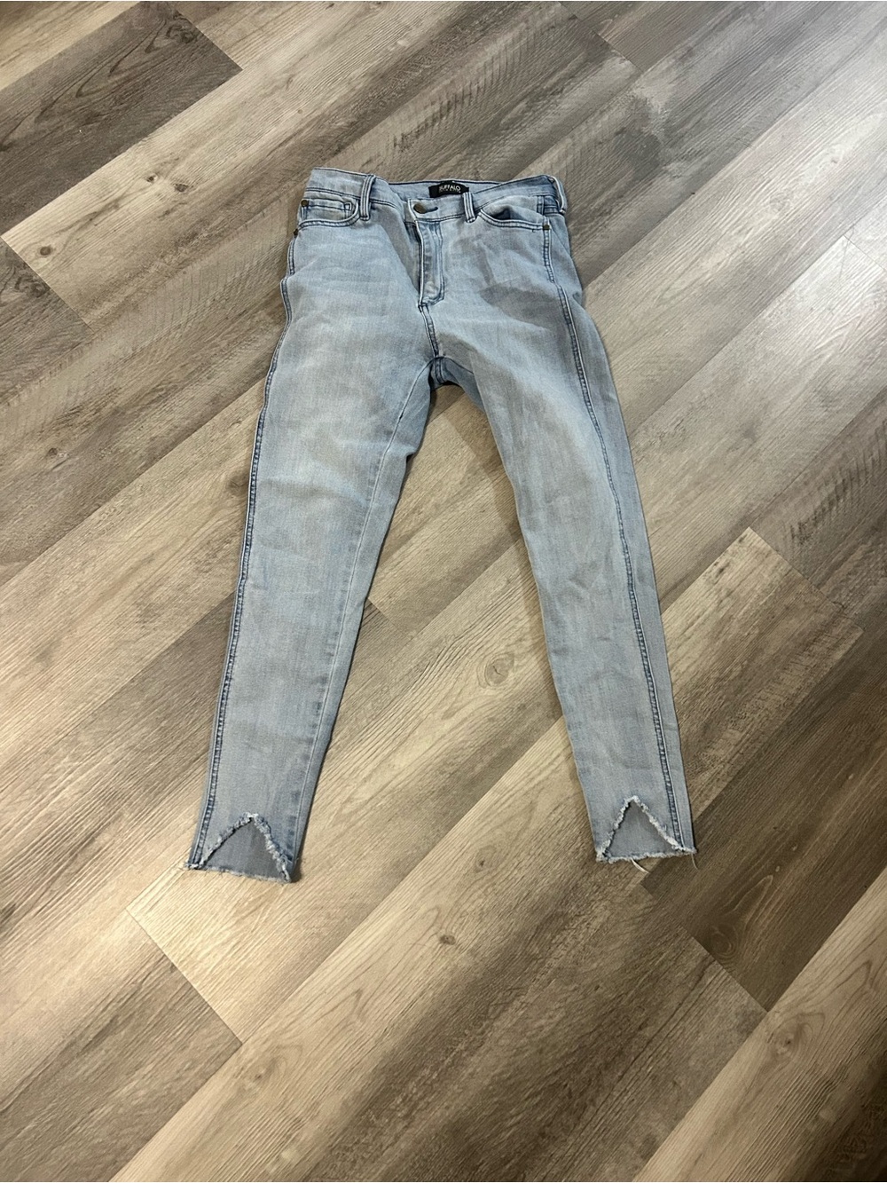 Buffalo David Bitton Light Blue Skinny Jeans with Frayed V-Hem